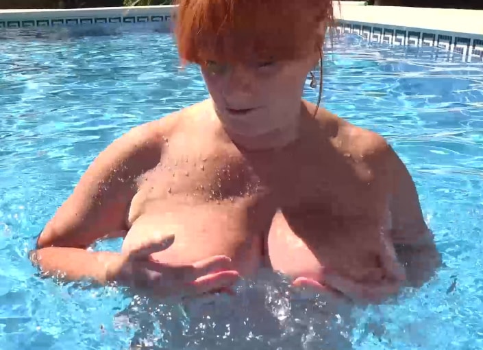 Melanie Strips & Masturbates in and Around the Pool