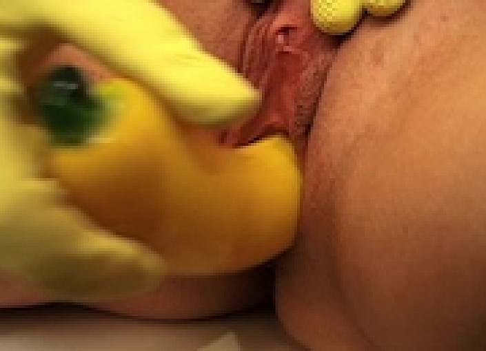 Blue Eyes Masturbates in the Kitchen