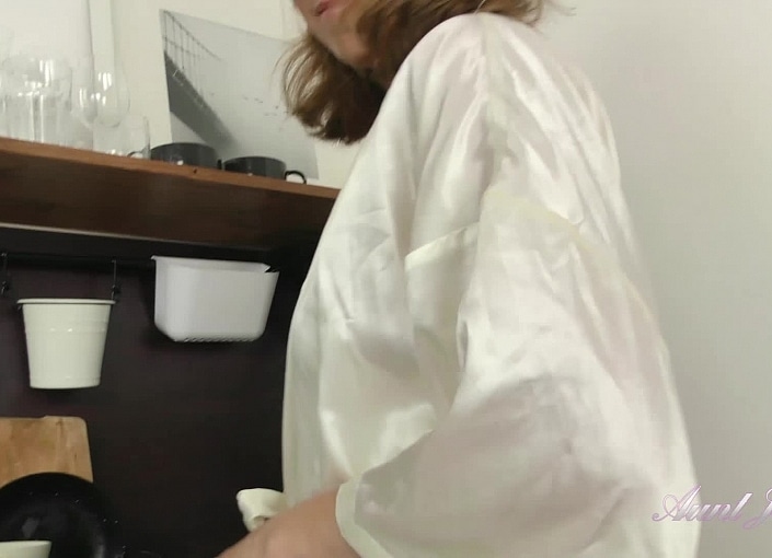 Marta Slik Robe Morning Coffee Masturbation